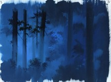 Produzione Originale Sfondo Alberi Notturni Animazione Cartone Anime Art Per Cel
