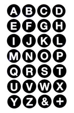 18mm Bianco Lettere Su Nero