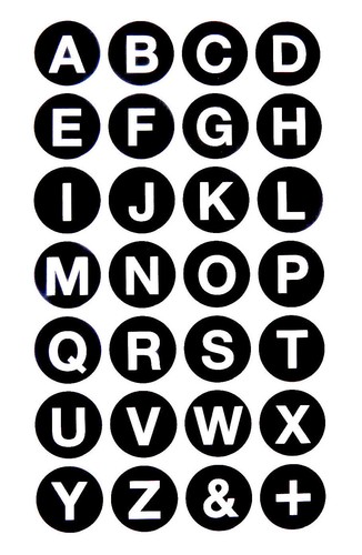 18mm bianco lettere - su, nero