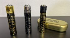 Accendino Clipper Slim Soggetto con dollaro in acciaio con custodia NEW 3 pz