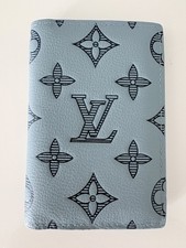 Organizer tascabile Louis Vuitton usato con cura bordo in pelle blu M14861 3x4,4 x0,4 