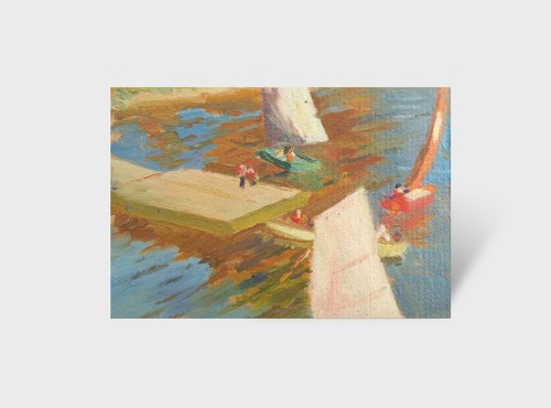 Dipinto olio yach club pittore - dipinto,
