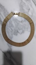 collier vintage Donna Bigiotteria Dorato Rigido Zigrinato Metallo Lucido