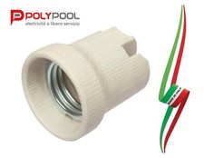 PORTA LAMPADA PASSO E27 IN CERAMICA CON FORI DI FISSAGGIO PORTALAMPADA "POLIPOOL