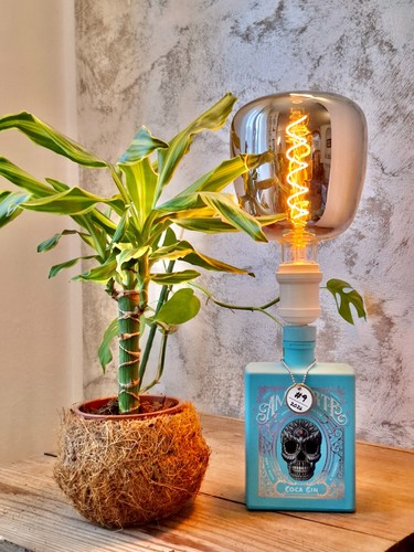 Lampada con bottiglia - , azzurra