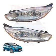 COPPIA FARI ANTERIORI PER FORD FIESTA VI DAL 2013 PARABOLA CROMATA CON DLR A LED