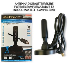 ANTENNA DIGITALE TERRESTRE PORTATILE AMPLIFICATA DVB-T2 INDOOR MAXTECH CAMPER
