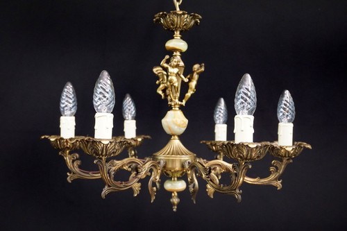 Lampadario bronzo italiano - , 6