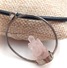 GANESHA PENDENTE IN PIETRA NATURALE QUARZO ROSA