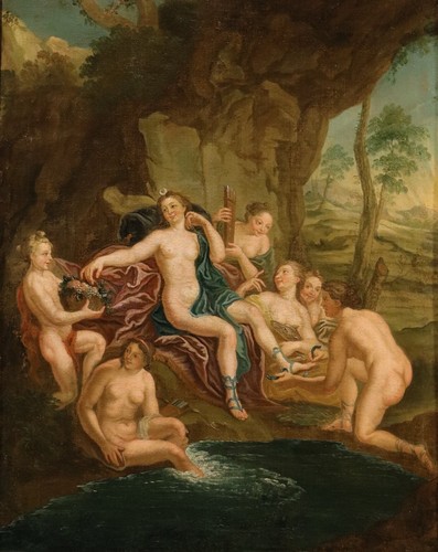 Dipinto antico diana ninfe - dipinto,
