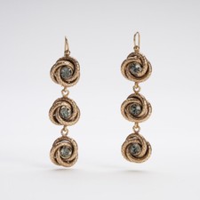 Orecchini Donna Pendenti Lunghi Cristallo Grigio stile Antico Liberty oro Regalo