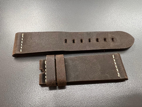 Dark brown suede leather strap - brown,