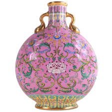 Vaso fiaschetta luna rosa famiglia cinese Coalport Quianlong h26 cm circa 1870