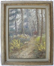 Carlo AIMETTI (Bisuschio 1901-Milano 1987) Sentiero nel bosco Dipinto 67x47 1946