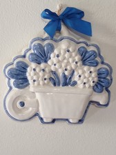 Thun formella grande stile provenzale con carriola fiori con timbro e firma