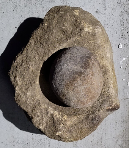 Indian artifacts mortar ball - indian,