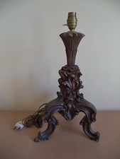 V. Lafuge Francia lampada epoca in legno intarsiato lavorato da tavolo scrivania