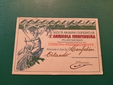 Tessera Sindacato Sindacale Cooperativa Monferrina Murisengo Alessandria Anni 20