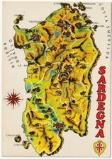 SARDEGNA - CARTOLINA CARTINA GEOGRAFICA - VIAGG. -88801-