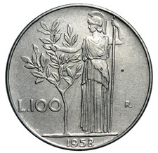 Italia 100 lire 1958 Minerva