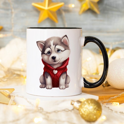 Cute husky puppy red hoodie - cute,