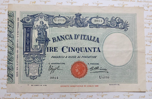 Regno italia lire - d'italia, 50