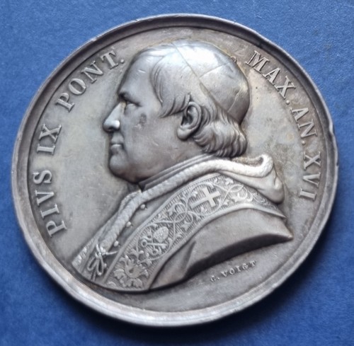 Medaglia argento 1861 papa - argento,