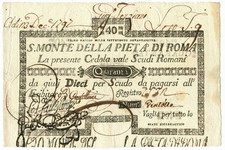 40 SCUDI CEDOLA SACRO MONTE DELLA PIETÀ DI ROMA 01/05/1797 BB
