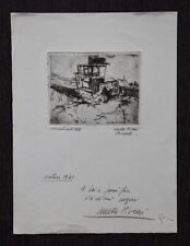 WALTER PIACESI ACQUAFORTE ORIGINALE 1956 FIRMATA  CON DEDICA 1961 C10