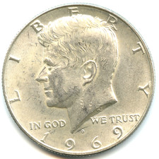 USA half dollar argent Kennedy 1969 D n°4742