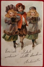 CARTOLINA BAMBINE PATTINAGGIO SUL GHIACCIO 1903   ( C  70 )