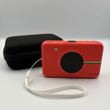 Fotocamera digitale istantanea Polaroid Snap stampante integrata rossa con custodia rigida testata!