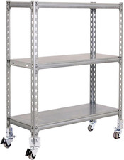 8435104952979 Scaffale Metallo Garage Con Ruote 3 Livelli Con Capacità Di Carico