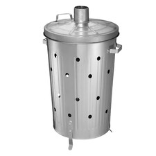 GRANDE PATTUMIERA INCENERITORE 90L ZINCATA GIARDINO BRUCIA RIFIUTI SPAZZATURA