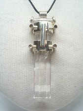 Ciondolo in ARGENTO 925 con CRISTALLO DI ROCCA naturale - pendente pietra dura