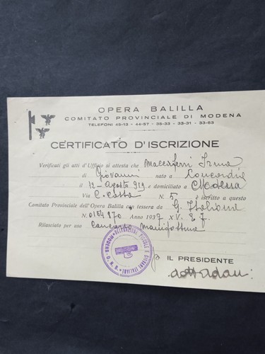 Certificato iscrizione opera - iscrizione,