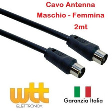 Cavo coassiale per antenna TV schermato maschio femmina spina presa da 2mt nero