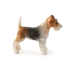 Casa delle bambole Fox Terrier in piedi cane in miniatura accessorio scala 1:12 