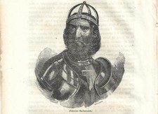 Stampa antica FEDERICO BARBAROSSA Ritratto 1858 Antique print