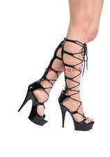 SEXY sandali neri INTRECCIATI cinturino PLATEAU tacco 15 DAL 35 AL 44 GLAMOUR 