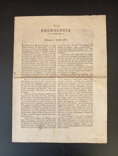 Bologna 1828 necrologio - bologna, conte