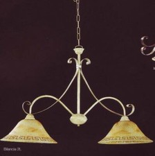 Lampadario cucina sala bilancia in ferro battuto 2 luci avorio anticato