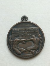 MEDAGLIA CINQUANTENARIO PROCLAMAZIONE REGNO D'ITALIA SAVOIA MILITARE MASETTI