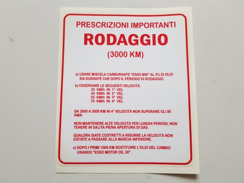 Adesivo rodaggio vespa 160 - adesivo,
