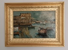 Palazzo Donn'Anna ( Scuola napoletana XX Secolo) dipinto olio su legno