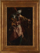 Dipinto olio "Commerciante orientale" Francesco Fontebasso (1707-1769) antico
