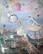 MARIO CORTIELLO titolo "PULICINELLA ACROBATA", anno 1979, olio su tela cm 50x40