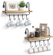 Set Di 2 Ripiani Porta Tazze, Mensola Da Cucina Con 10 Supporti Regolabili per T