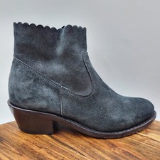 Stivaletti Fiorentini Baker donna 36/6 neri scamosciati smerlati tacco a blocco zip