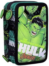 Hulk Avengers Astuccio triplo riempito, 44 pezzi, 3 Zip, Scuola, Multiscomparto